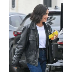 Lucy Hale 2025 Black Leather Jacket